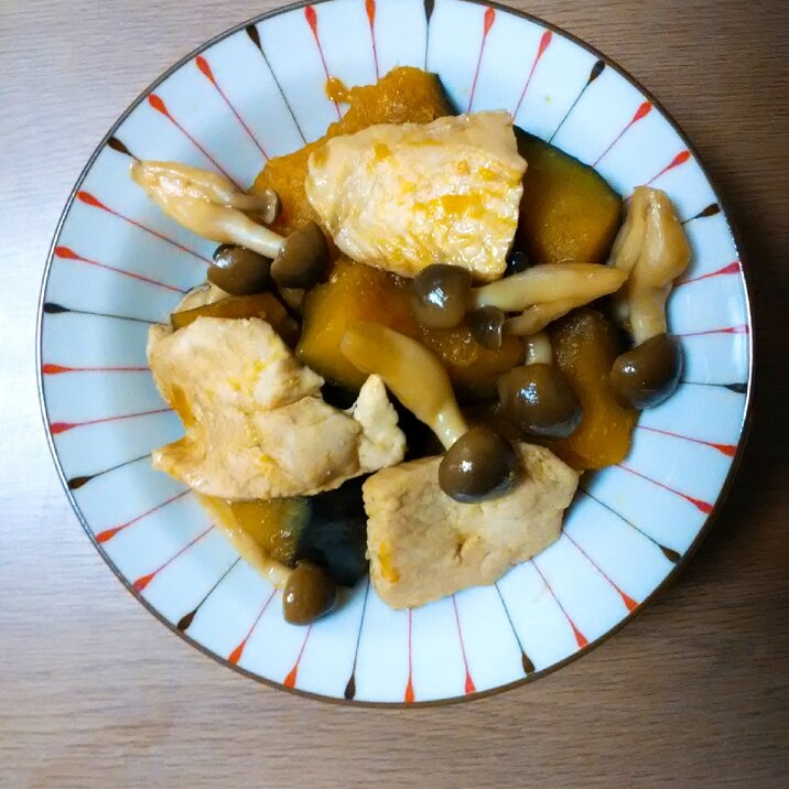 南瓜としめじとむね肉の煮物